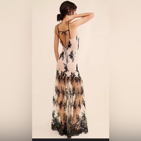 Anthropologie Dresses & Skirts - Anthropologie Black and Cream Lace Maxi Dress